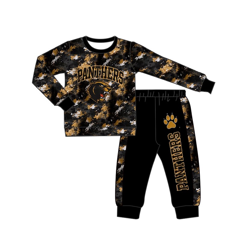 Toddle kids custom Panthers team design long sleeve outfit