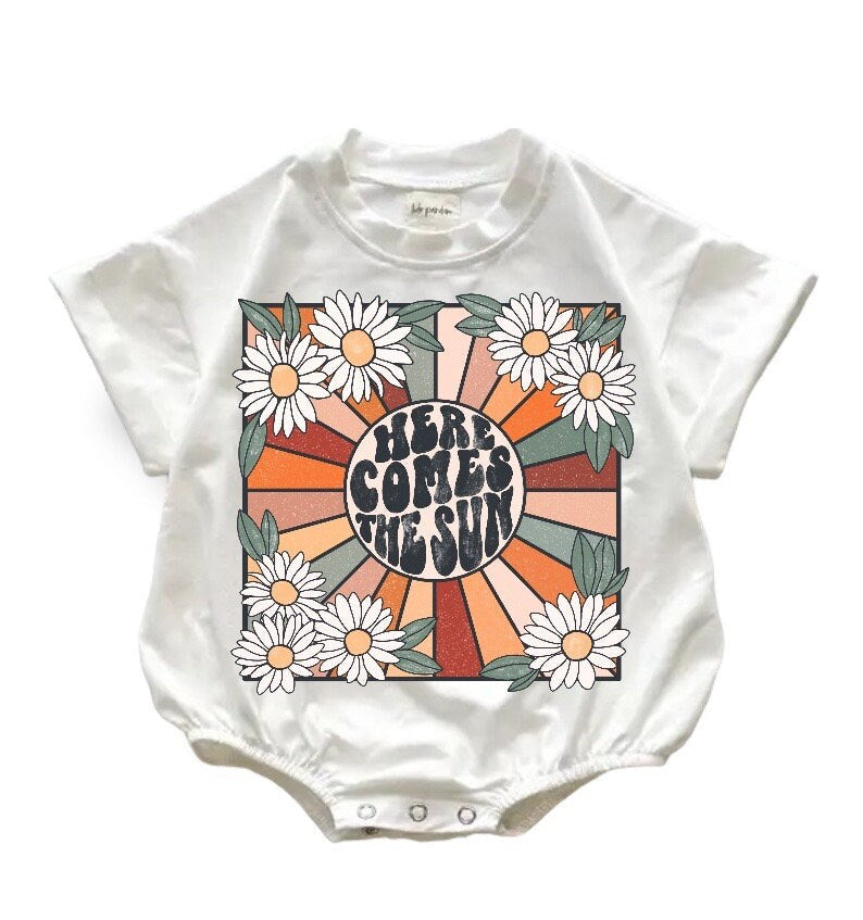 Flower girl kids short sleeve romper