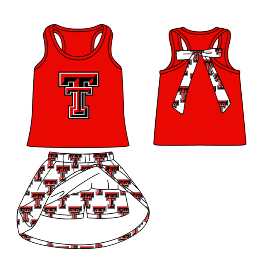 toddle girls short sleeve team skirt set,