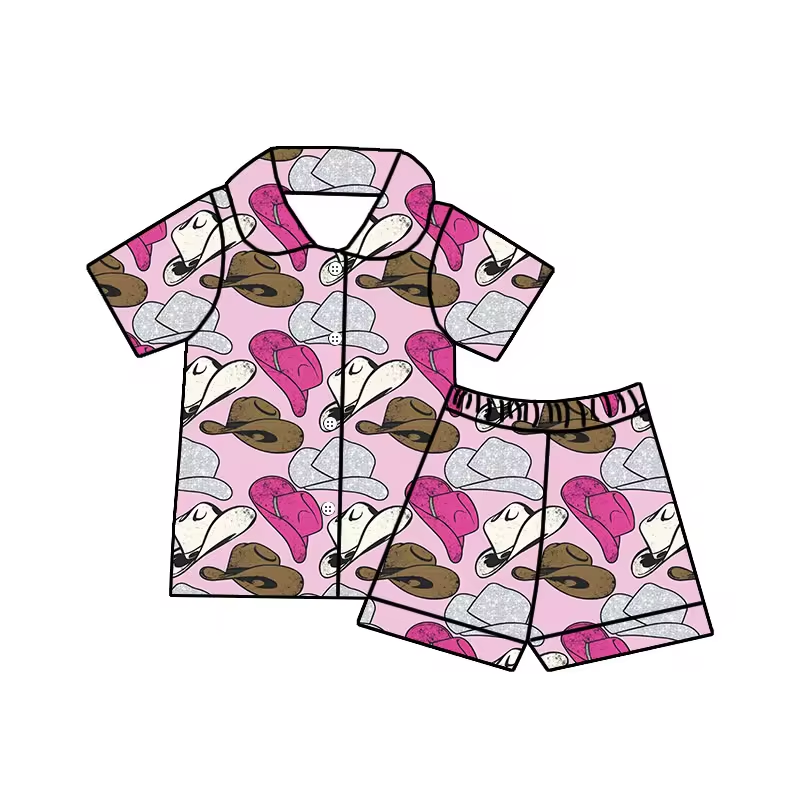 cowgirl western hat wholesale short sleeve pajama set