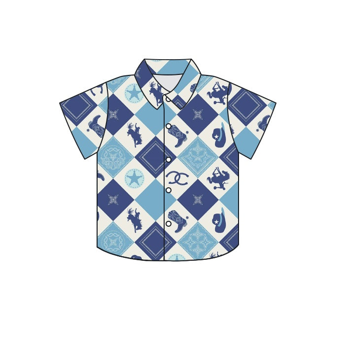 western cowboy short sleeve button shirt