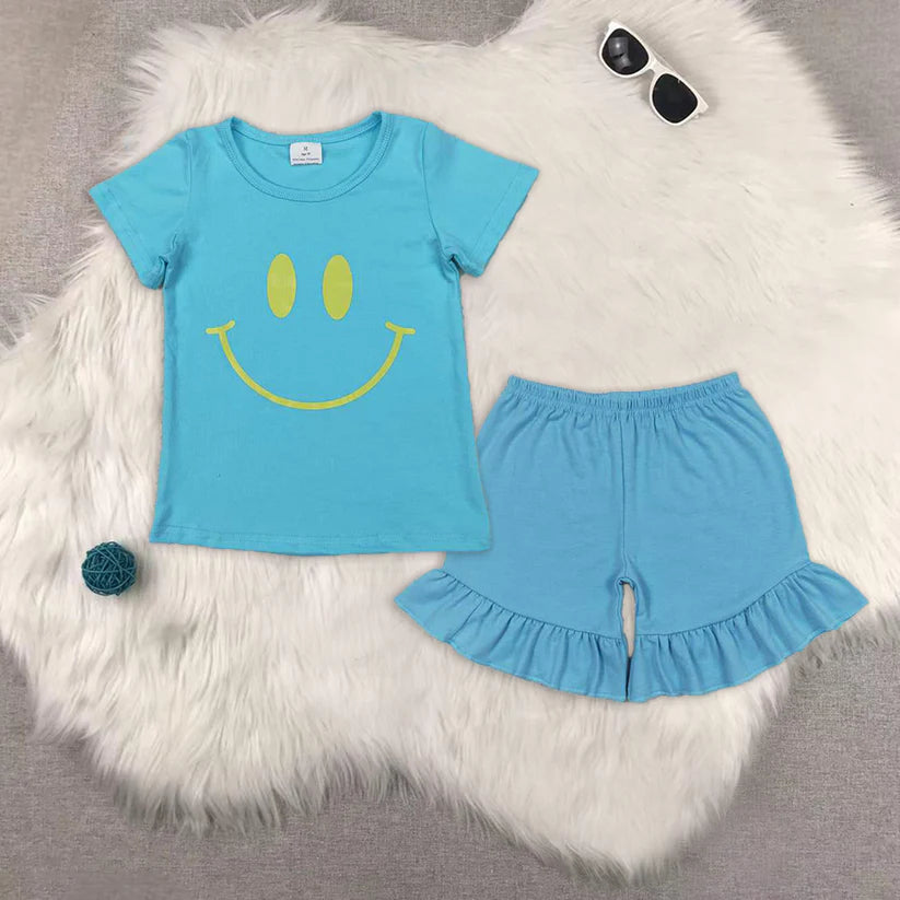 GT0960+SS0272 kids summer smile face outfit