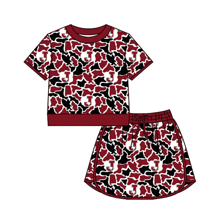 Custom team top matching skorts girl summer outfit