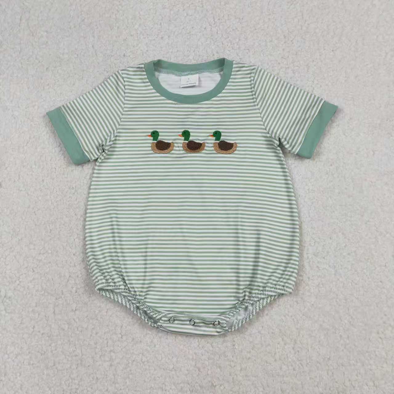 Embroidery Mallard duck print boy short sleeve top