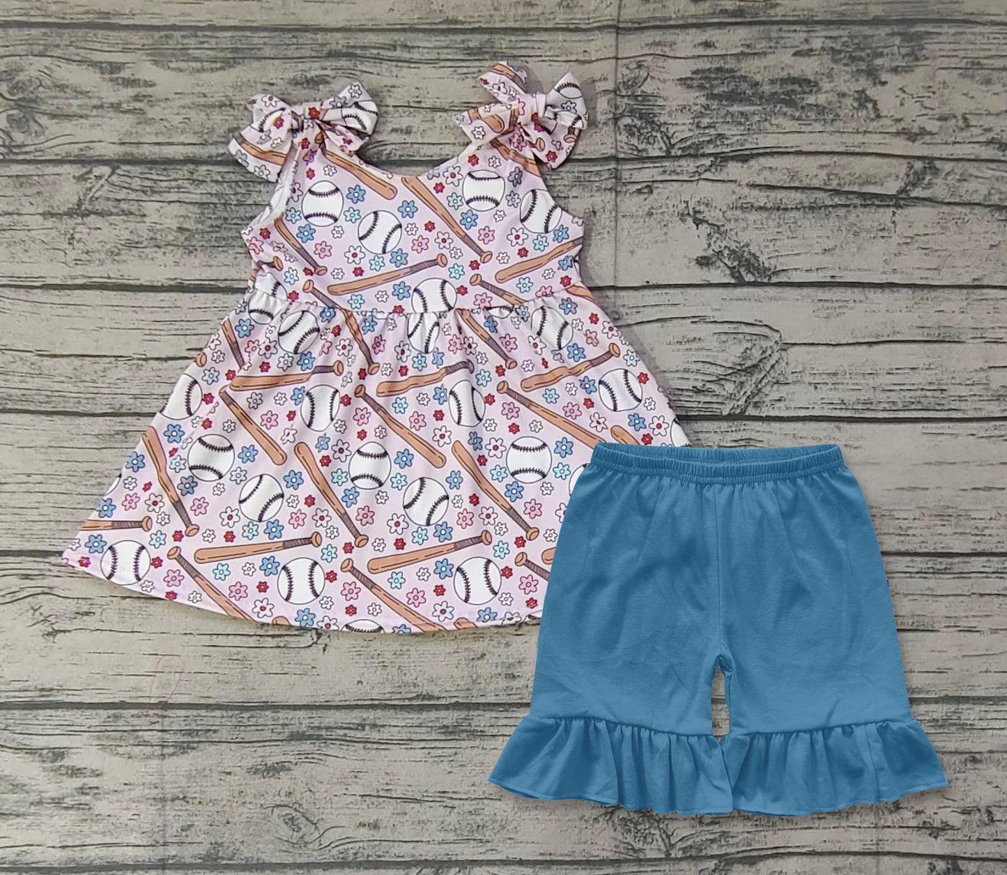 baby girls baseball design outfit