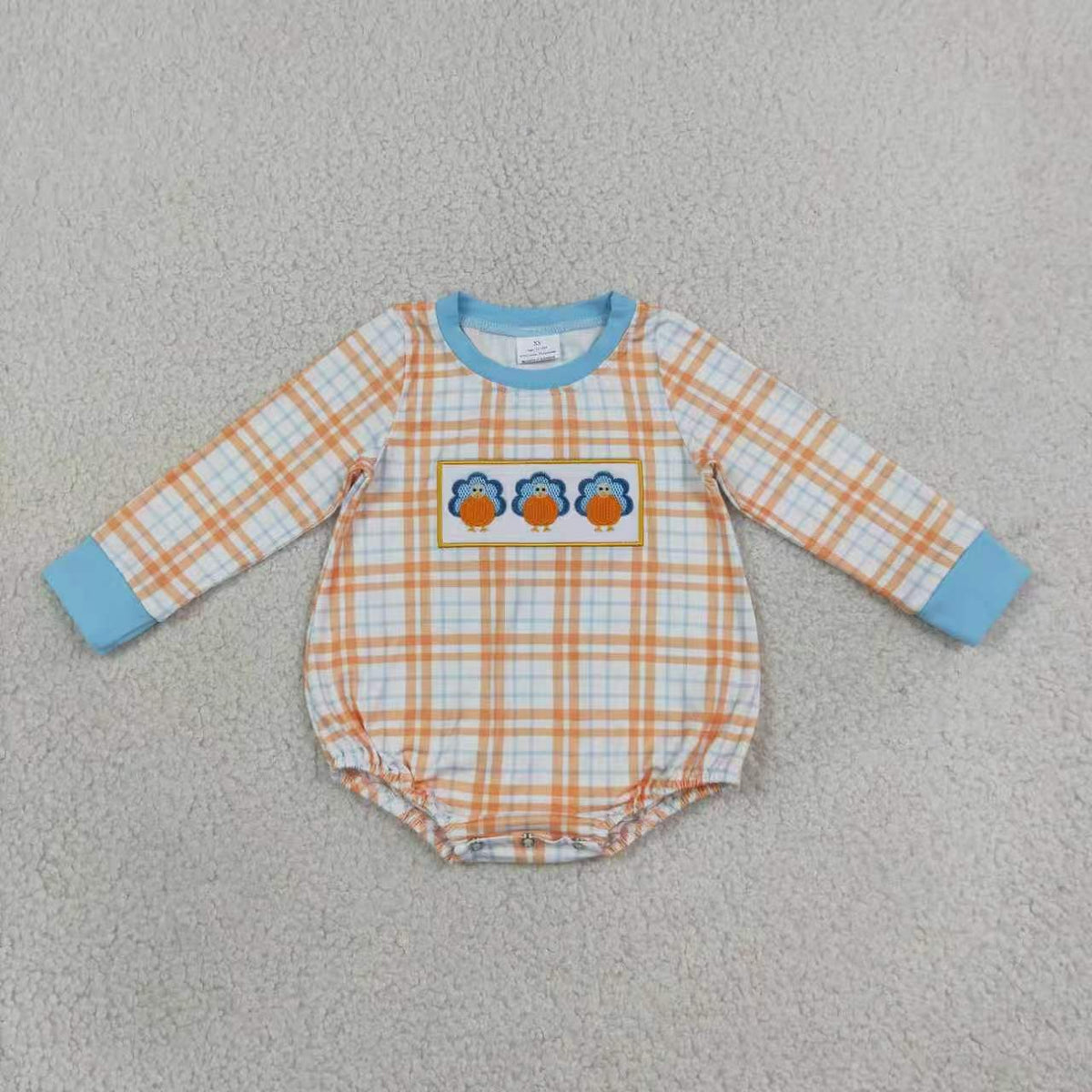 Embroidery turkey Thanksgiving long sleeve matching outfit