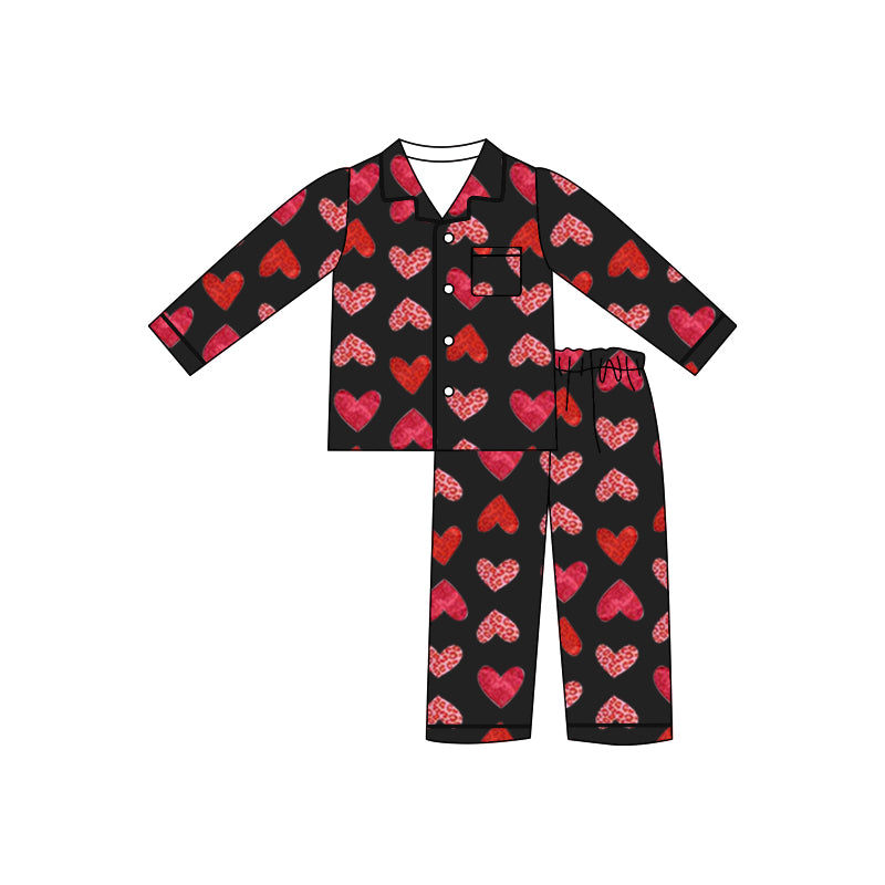 baby girls valentines heart button down pajama set