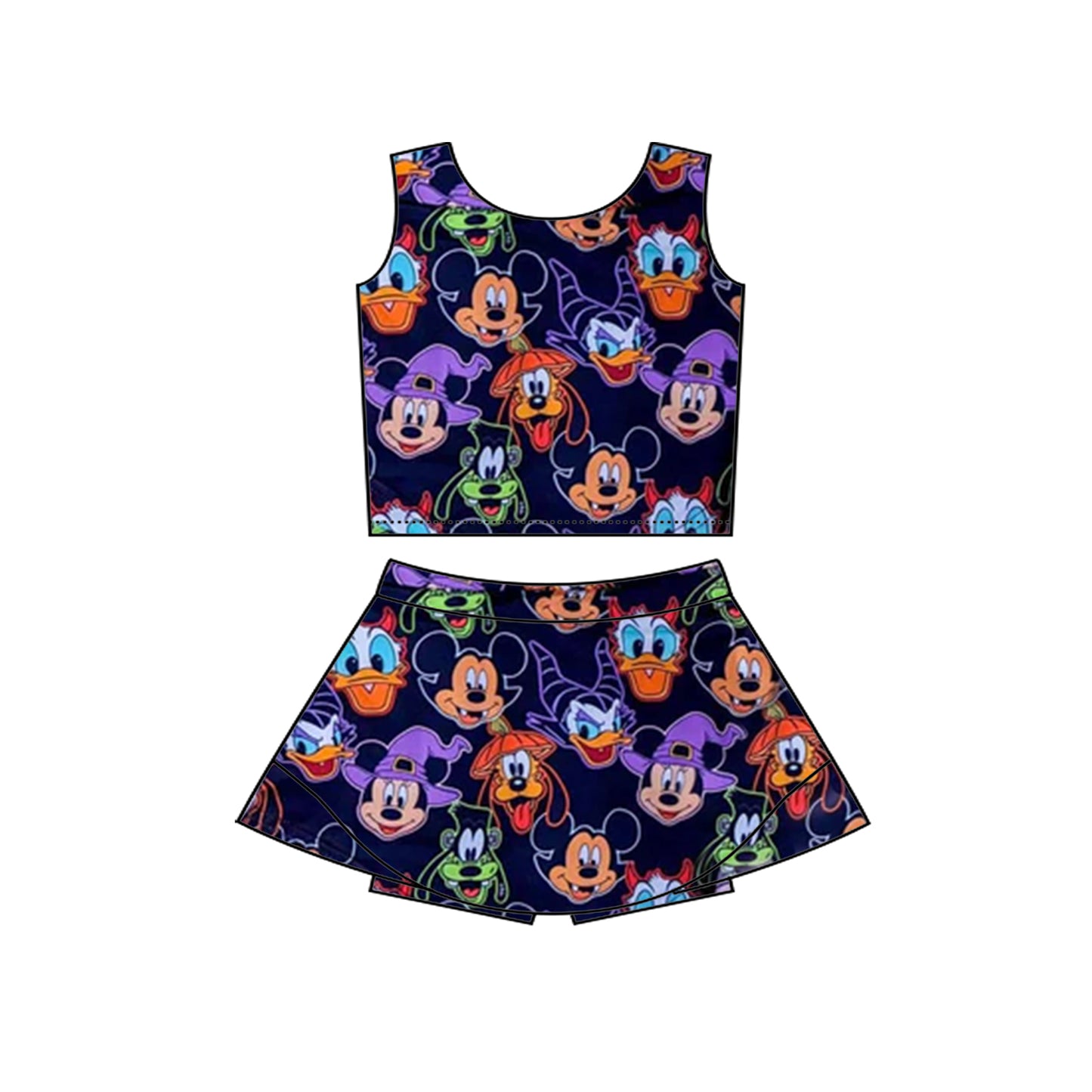baby girls Halloween skirt outfit add liner shorts