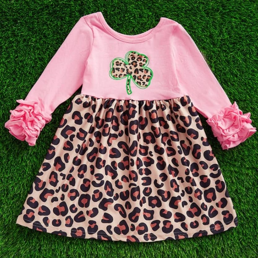 Saint Patrick's Day green clover leopard dress