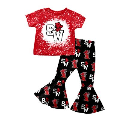 infant baby girls tiger colleague team bell bottom outfit
