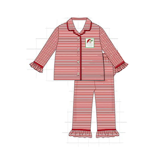 baby girl christmas santa claus long sleeve pajama set