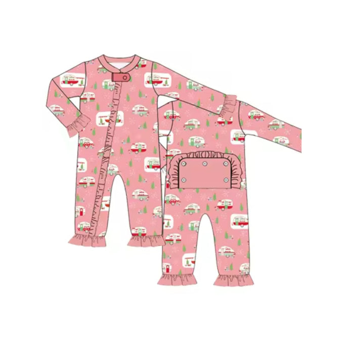 baby long sleeve christmas zip romper