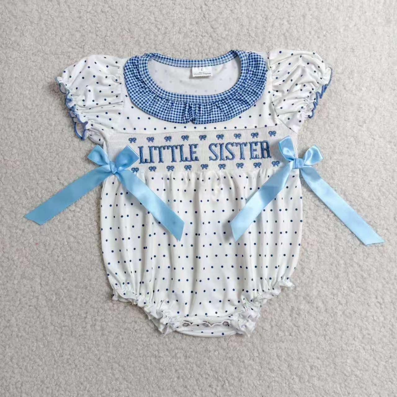 Big brother design toddle boy baby smocked romper