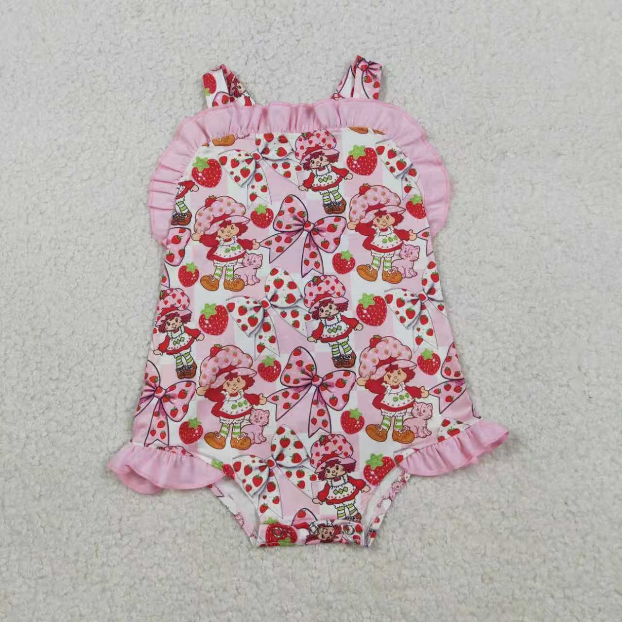 Strawberry top matching shorts girls summer outfit