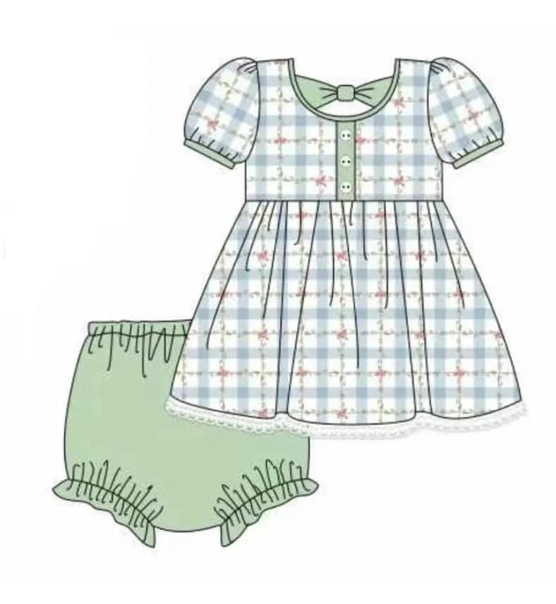 Toddle kids plaid design bummies set