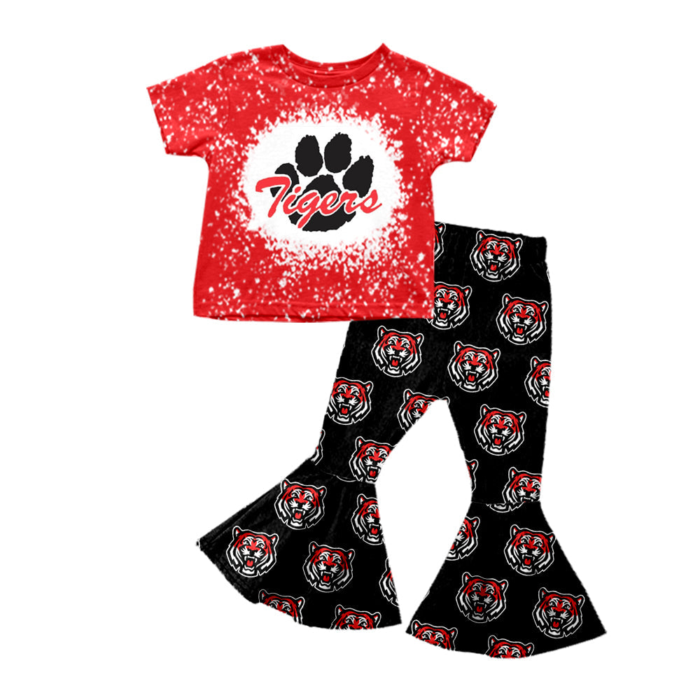 infant baby girls tiger colleague team bell bottom outfit