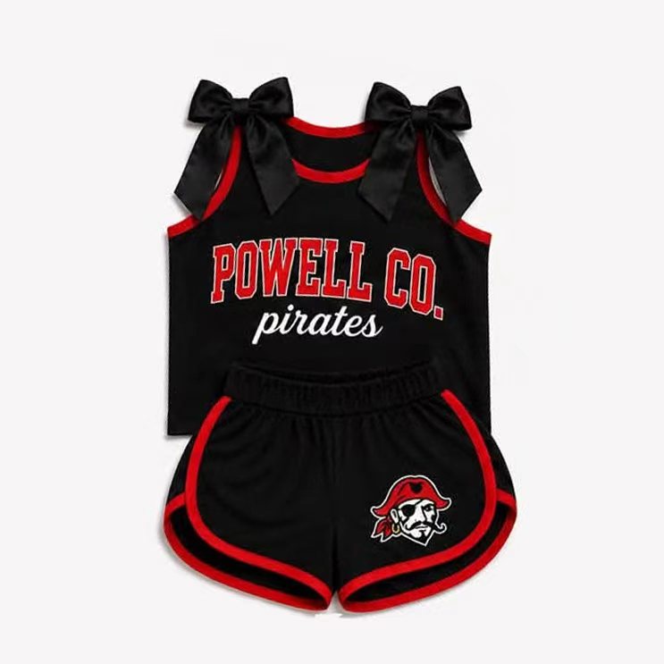 Custom team bow top matching shorts girls summer outfit