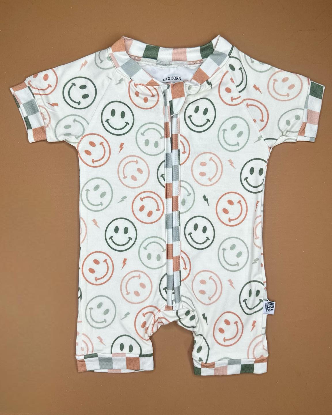 infant toddle girls smile face short sleeve zip romper