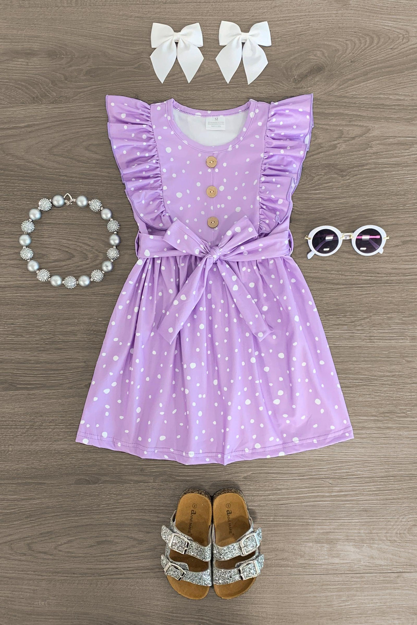 baby girls lavender dots boutique dress