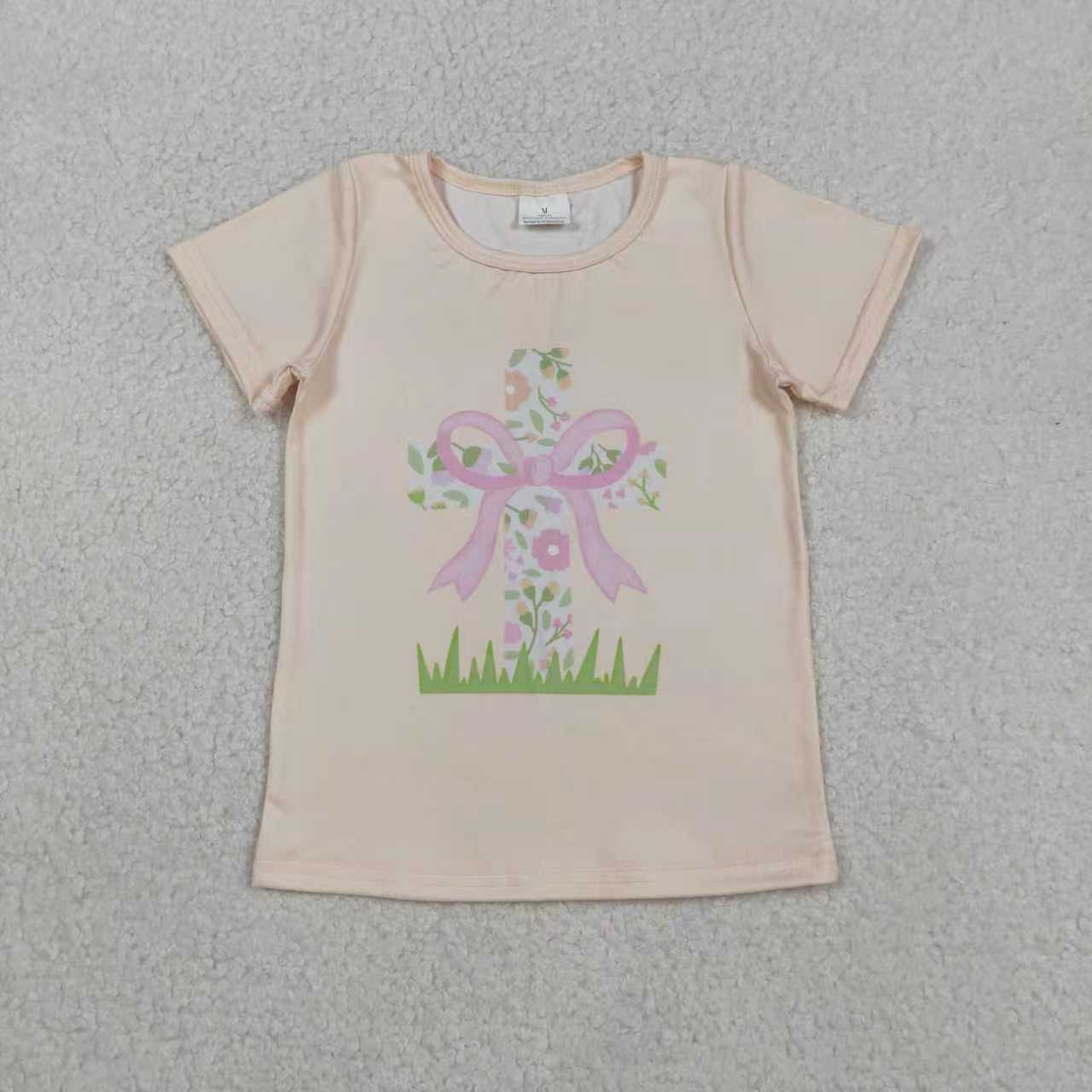 Girls easter cross short sleeve top