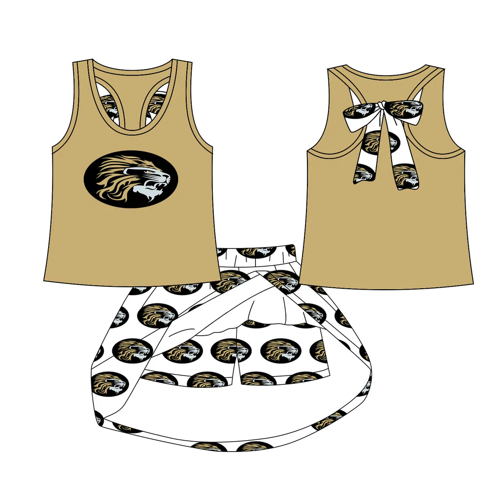 Baby girls custom team KAUFMAN LIONS cheer outfit add shorts