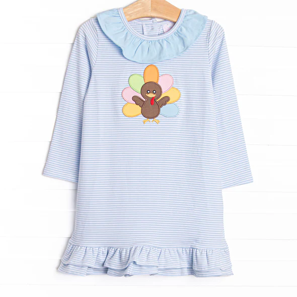 toddle girls Thanksgiving turkey long sleeve dress