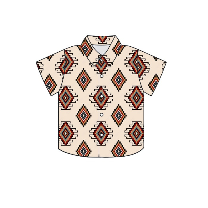 western aztec cowboy short sleeve button shirt