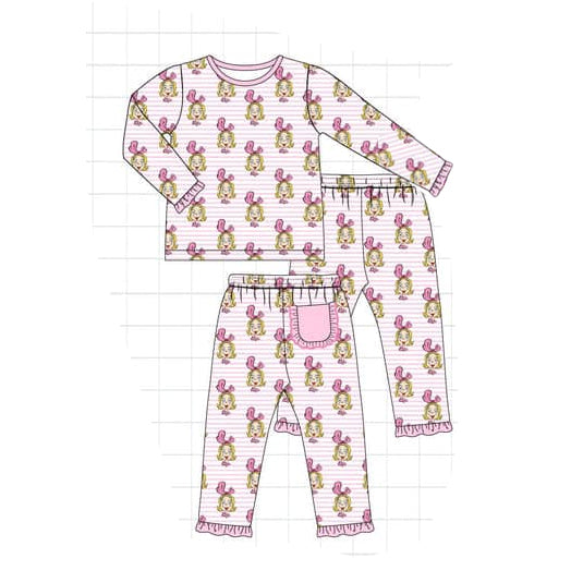 baby girls christmas green face milk silk pajama set