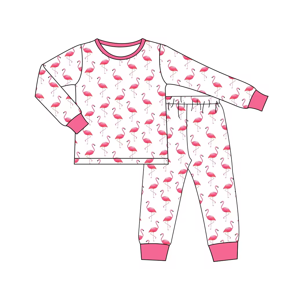 wholesale baby long sleeve flamingo pants outfit
