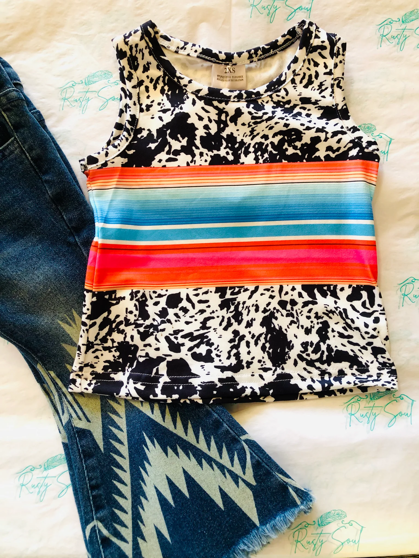 aztec tank top western jeans bell bottoms outfit