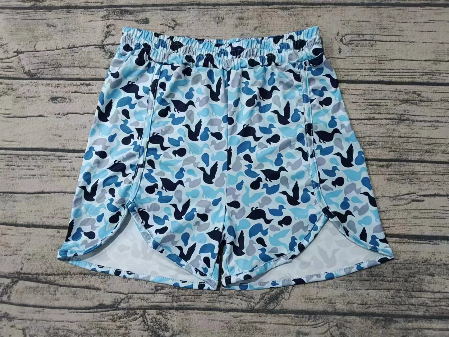 Adult Woman blue mallard duck camo shorts