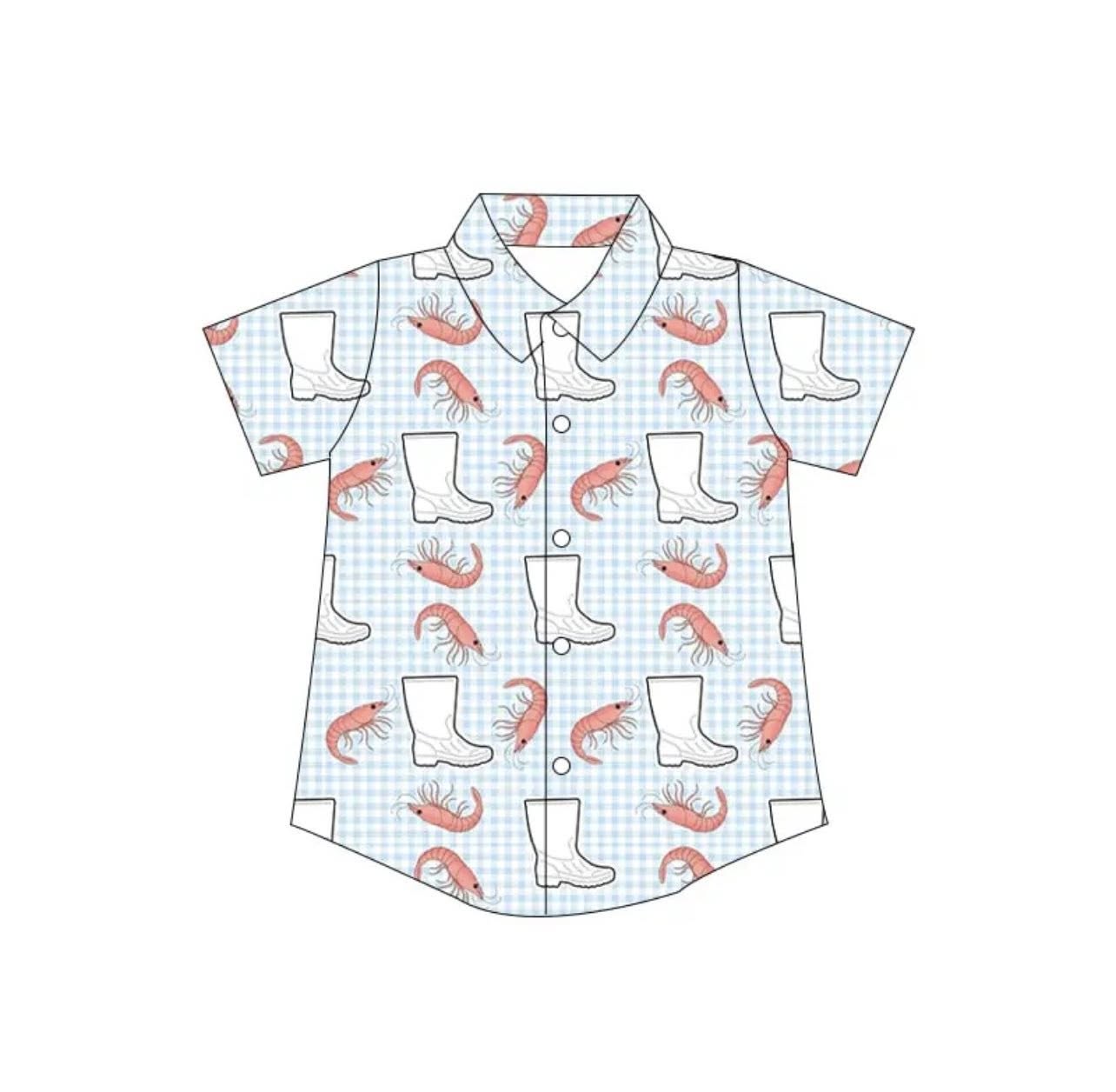 Kids short sleeve lobster button down t-shirt