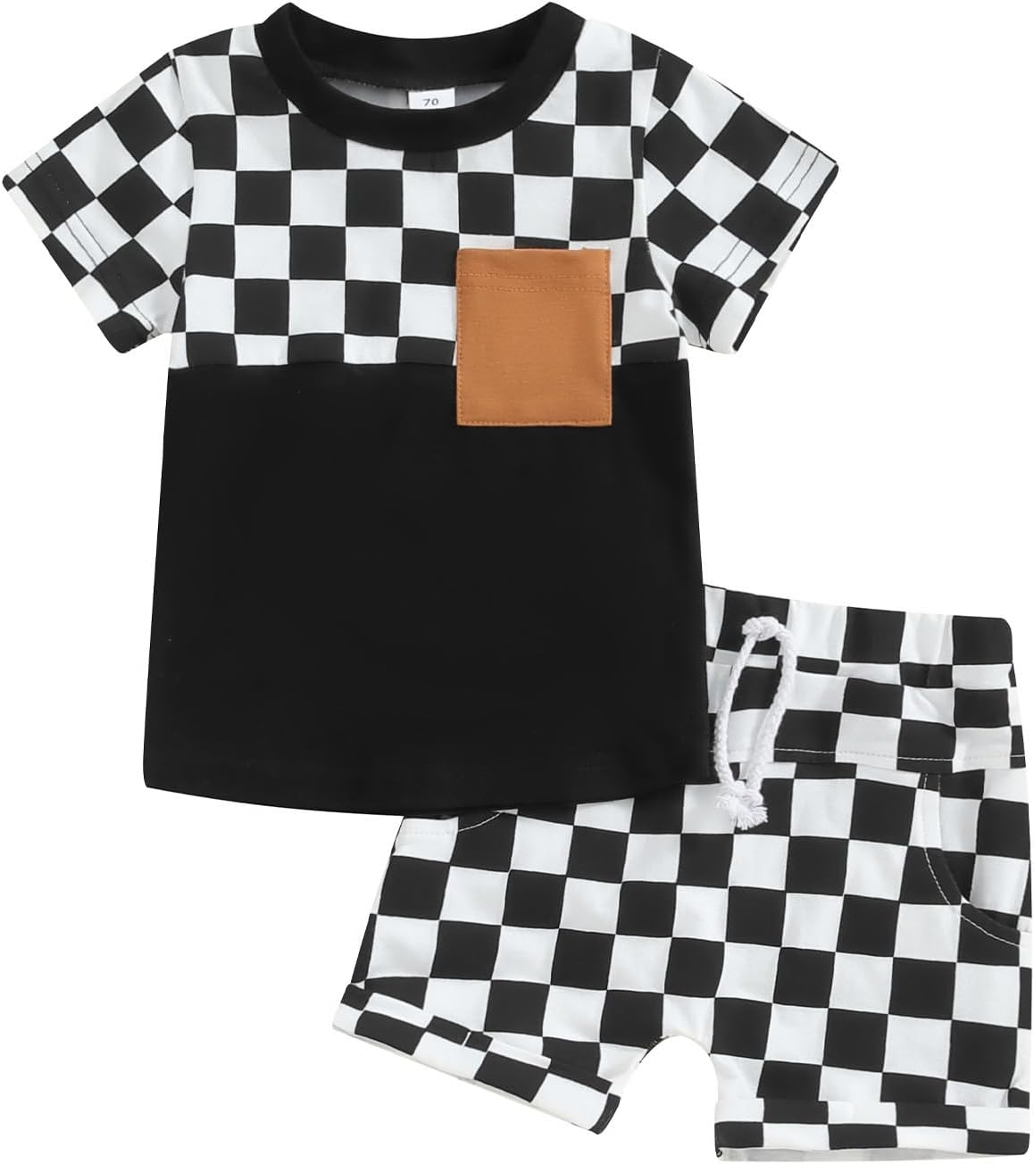baby boy black checkered short set