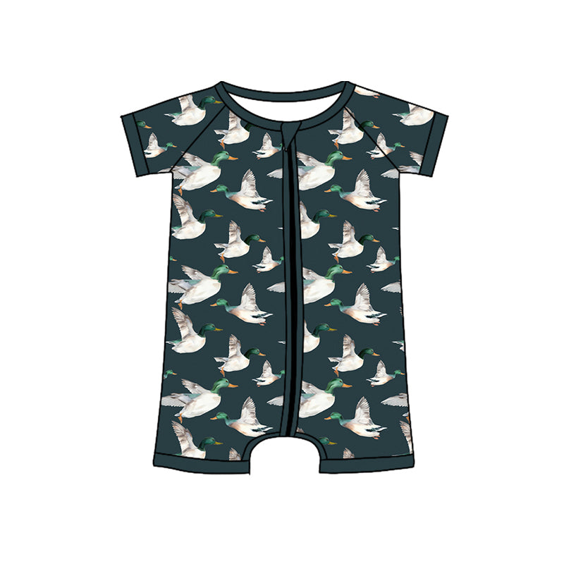mallard duck short sleeve zip romper