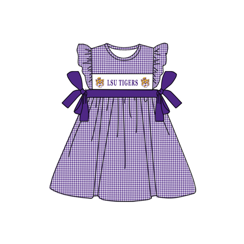 baby girl purple tigle university football team custom dress
