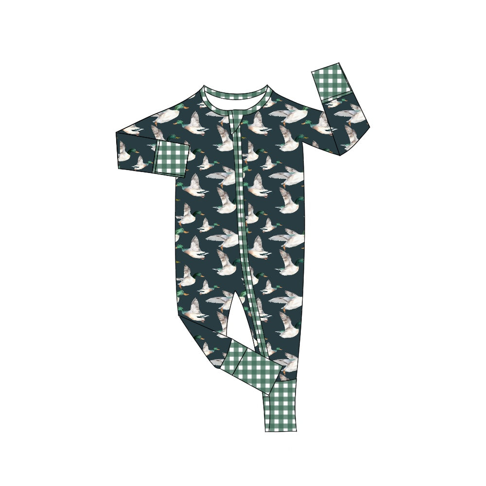 newborn baby mallard duck long sleeve zip romper