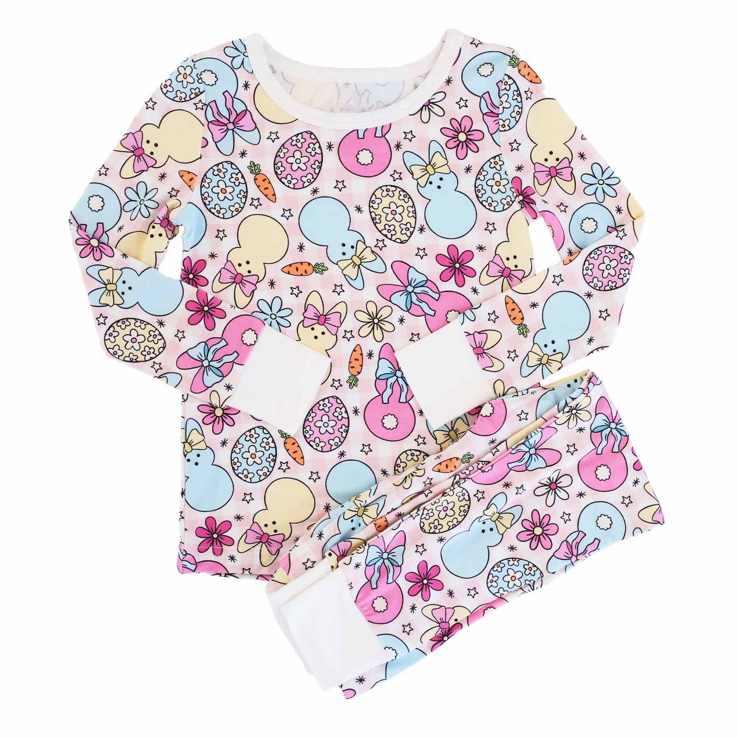 Infant baby girl Easter bunny long sleeve pajama set