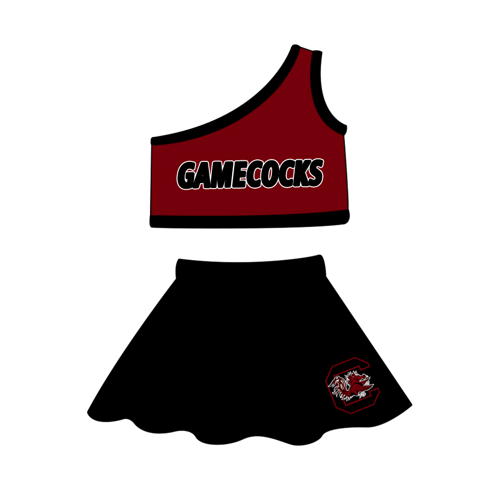 wholesale baby girls colleague team cheer skirt 2pcs clothes