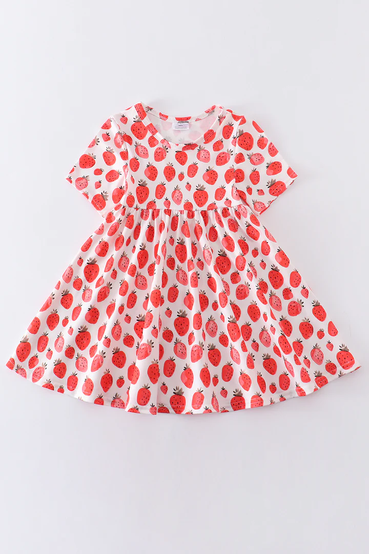girls cute strawberry summer boutique dress – aierwhoesalekidsclothes