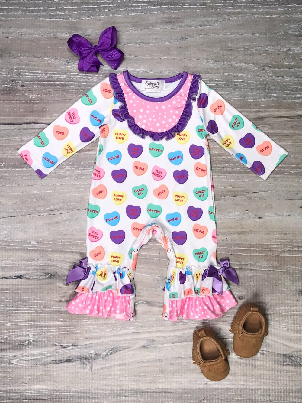 valentines day long sleeve heart romper