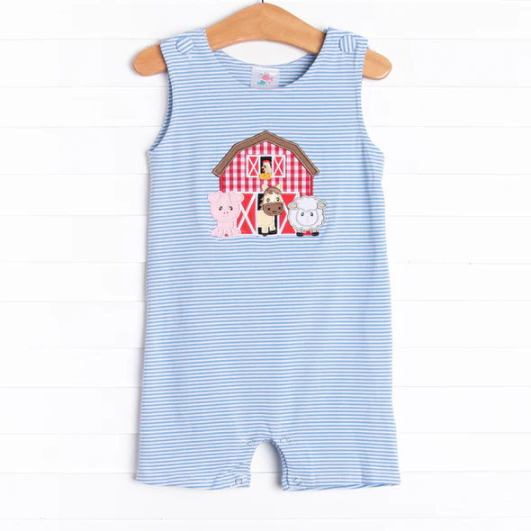 farm cow pig animal baby boy romper