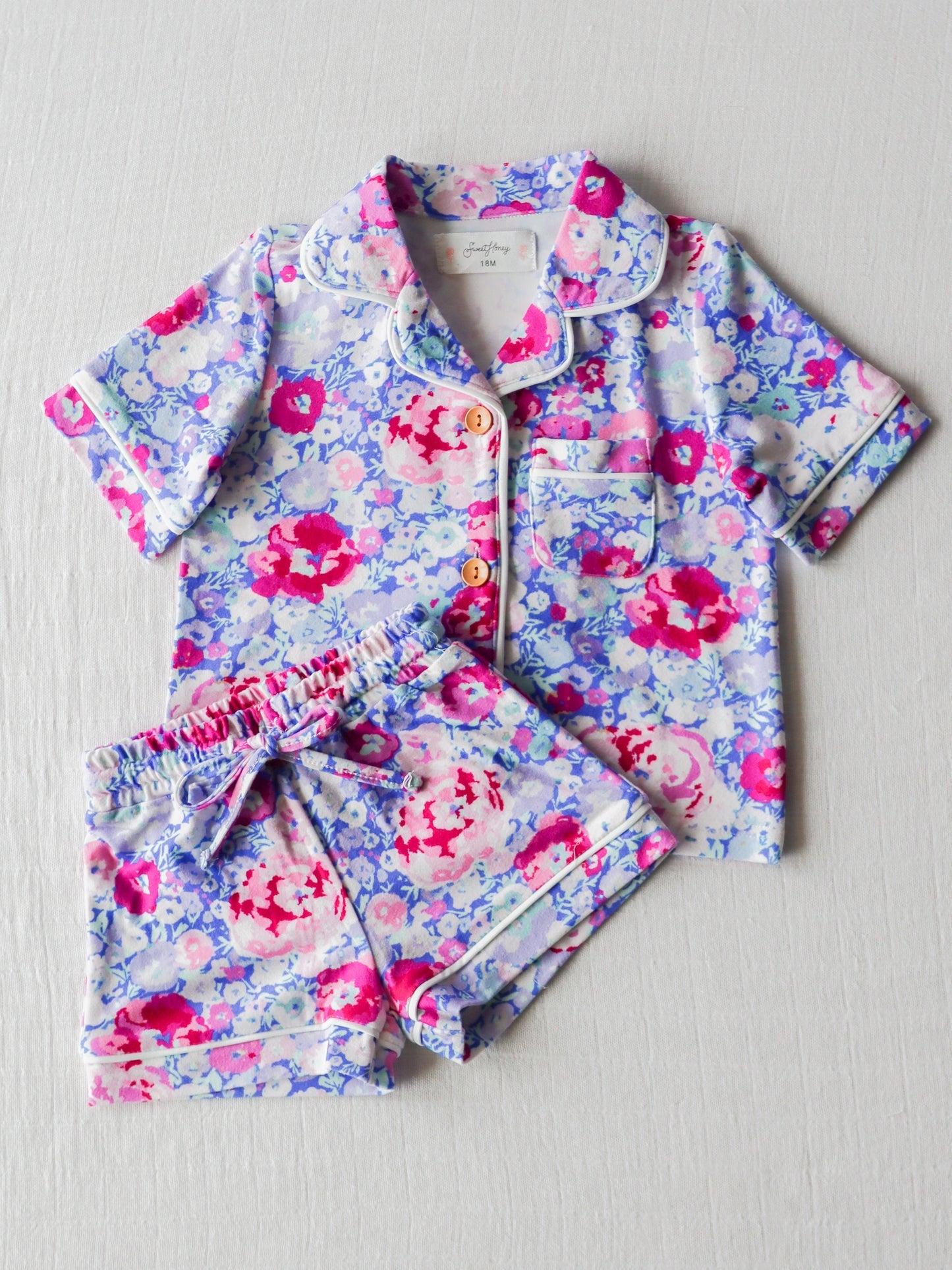 baby girl short sleeve floral pajama set