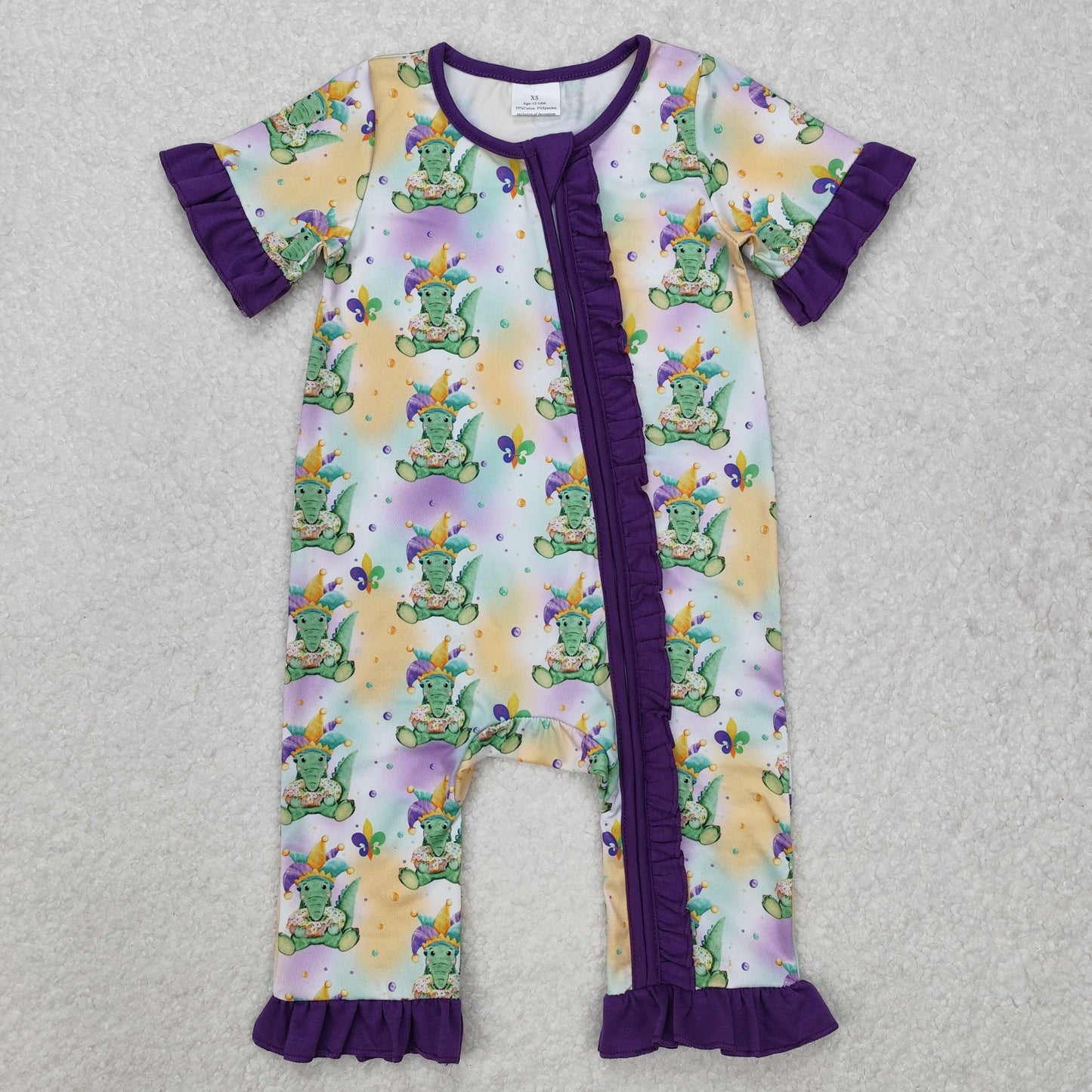 Sister brother Mardi Gras crocodile print matching clothing set
