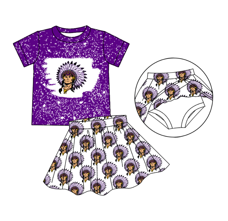 toddle girls short sleeve team skirt set