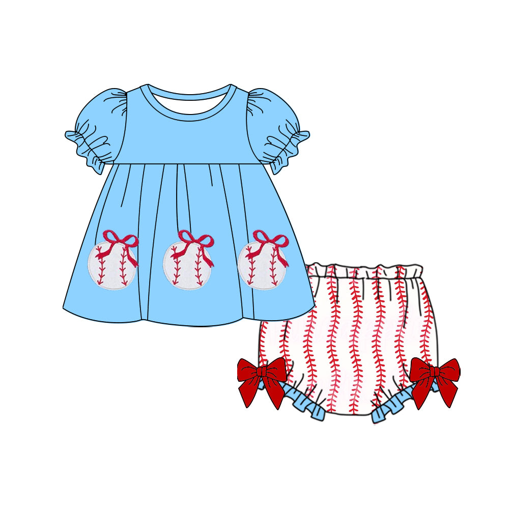 Toddle girls baseball bummies set