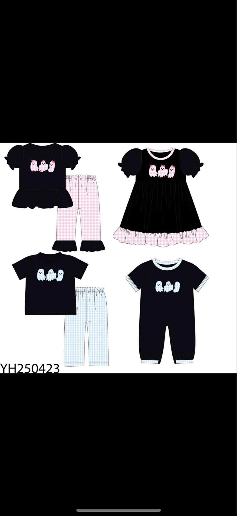 Toddle kids Halloween ghost design matching outfit