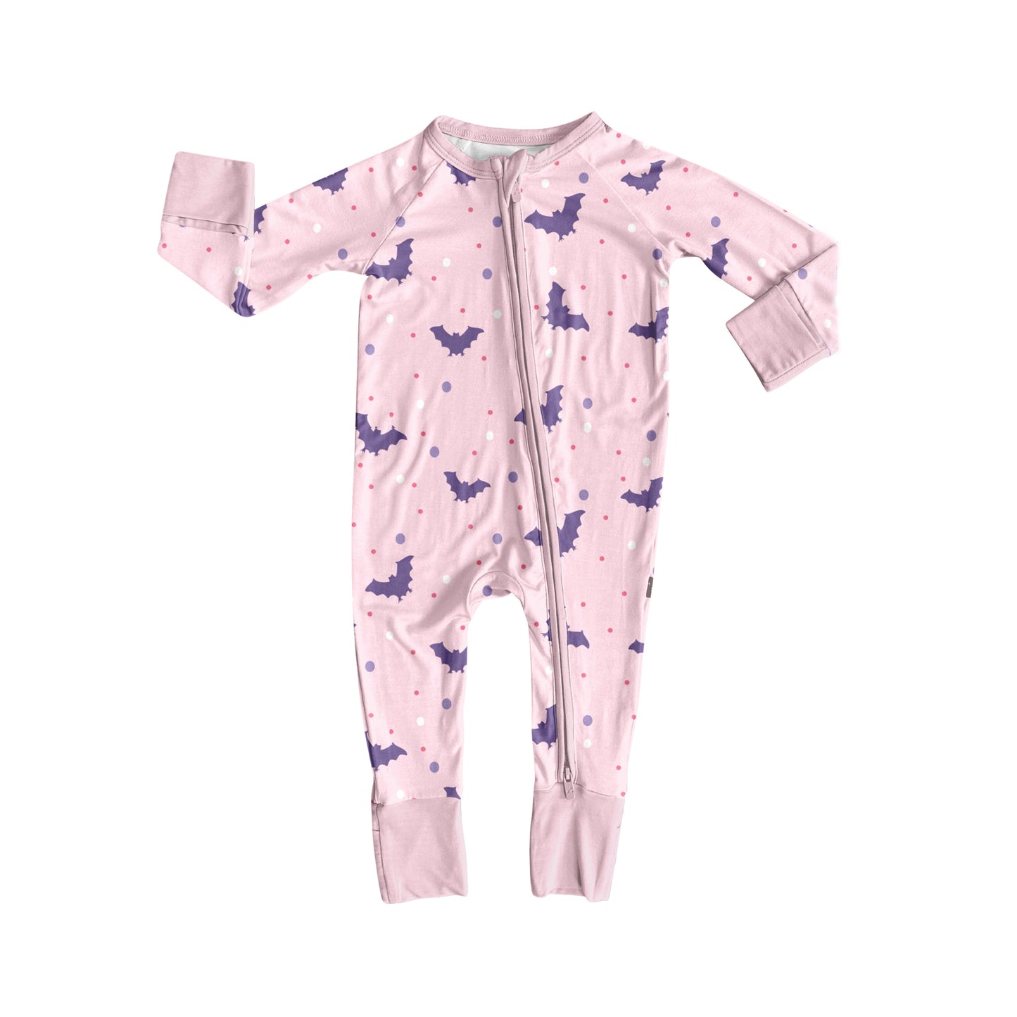 Halloween bat kids long sleeve zip romper