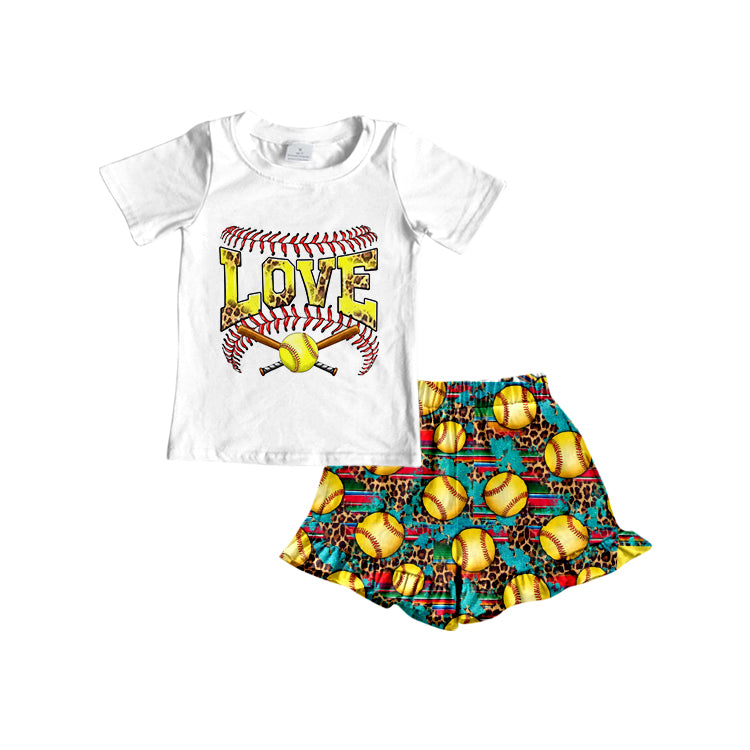 baby girls short sleeve baseball short set