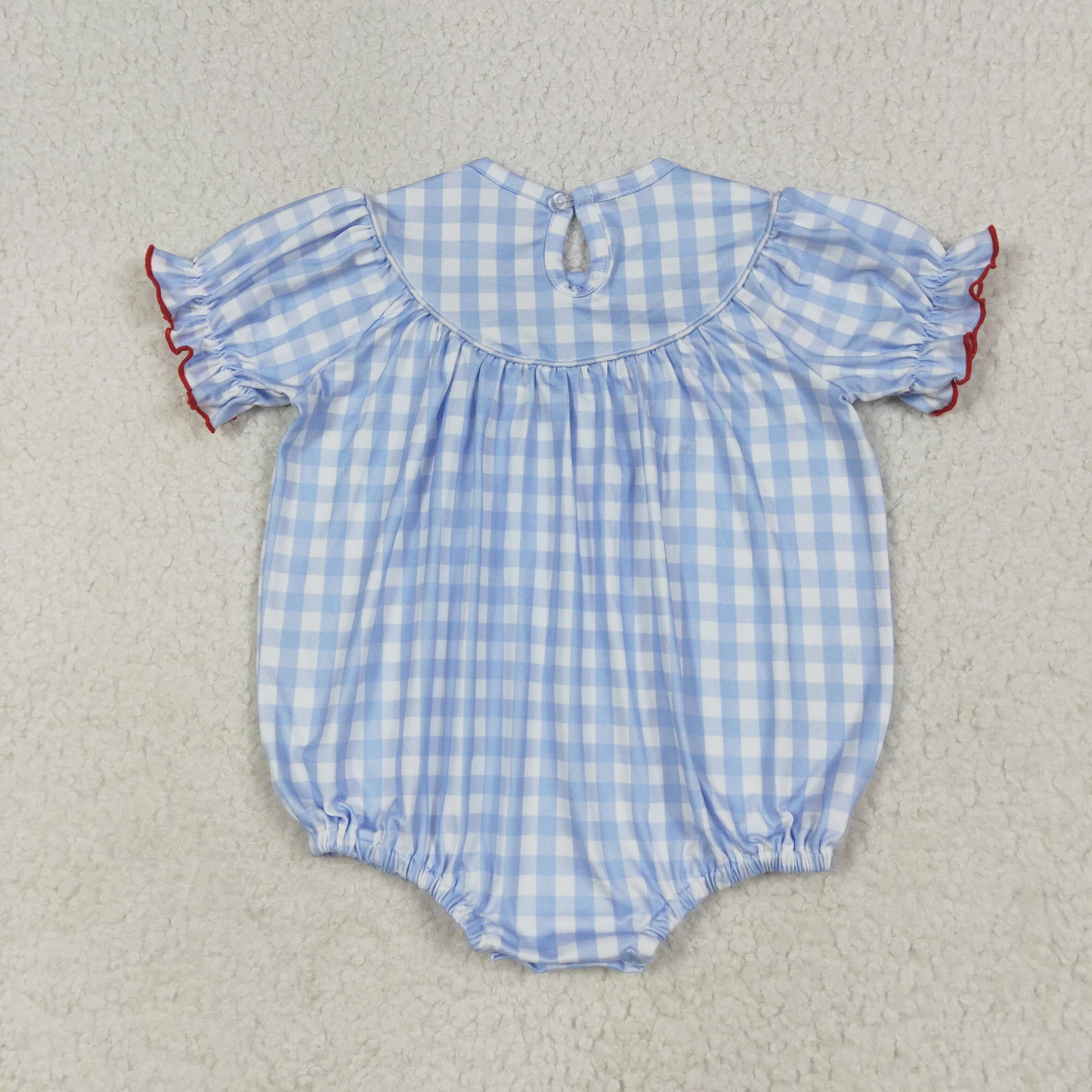 Toddle girls farm animal blue plaid smocked dress