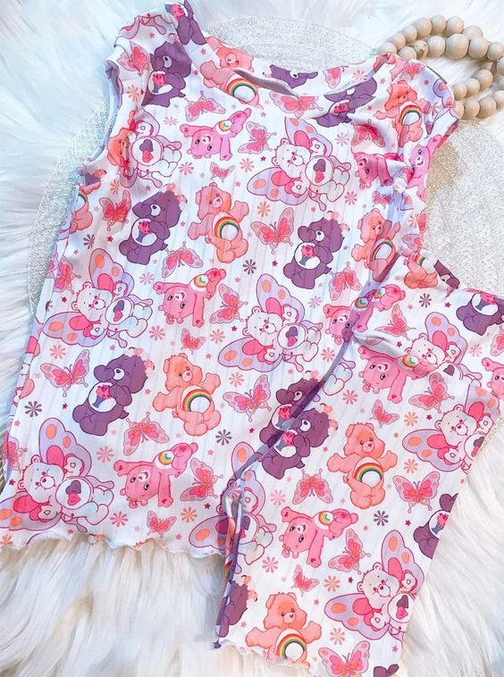 baby girls cartoon bear two piece outfit